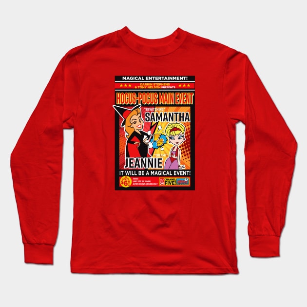 Battle Samantha vs Jeannie Magic Event Long Sleeve T-Shirt by Alema Art